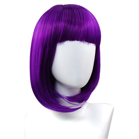 Colorful Purple Wigs For Women 13 Inch Synthetic Fun Wig Costume Hair Wig For