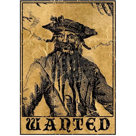 Blackbeard Wanted Poster Flask By Jolly Rogers Pirate Shop Cafepress