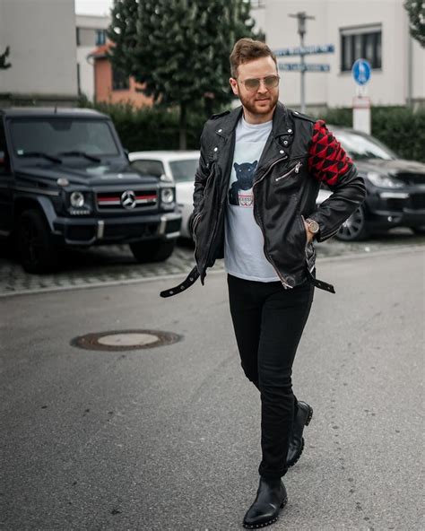 men black rocker leather jacket | Männer outfit, Mode für männer ...