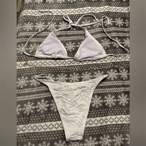 White Bikini Gold Body Chain That Is Included Depop
