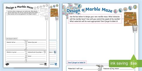 Design A Marble Maze Worksheet Creat De Profesori Twinkl