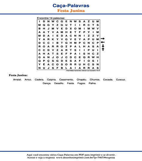 Caça Palavras Festa Junina para imprimir Desenhos Imprimir