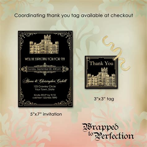 Downton Abbey Invitation Menu Tag Art Deco 1920s Tea Etsy Uk