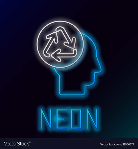 Glowing Neon Line Human Head With Recycle Icon Vector Image