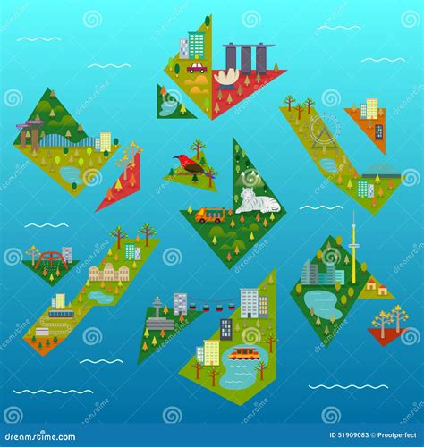 Singapore Mini Island Map stock vector. Illustration of cute - 51909083