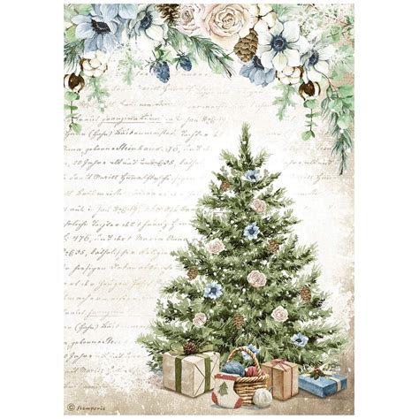 Stamperia Rice Paper Sheet A4 Blue Tree Cozy Winter 5993110022817