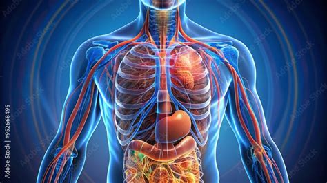 Detailed Illustration Of The Human Bodys Internal Organs Showcasing The Intricately Connected