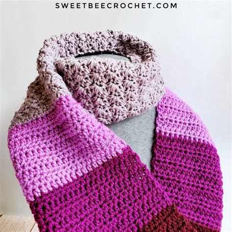 Free Crochet Pattern Suzette Colour Block Scarf Sweet Bee Crochet