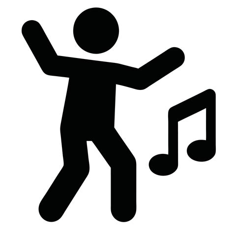 Dancing Stick Figure Silhouette With Musical Notes Celebrating Happy