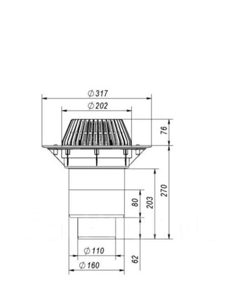Воронка кровельная вертикальная VD 616Y с листвоуловителем D110/160, в ...