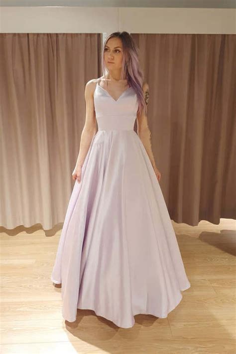 Simple Light Purple Satin Long Prom Dress Purple Formal Dress Pd22892