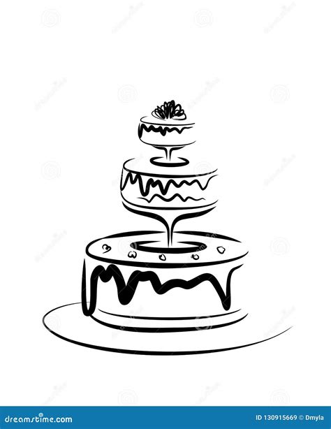 Sketch Of Big Wedding Cake Stock Vector Illustration Of Close 130915669