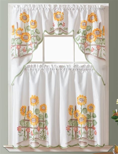 20 Ideas Of Sunflower Cottage Kitchen Curtain Tier And Valance Sets