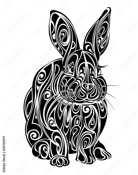 Rabbit. Tattoo design Stock Vector | Adobe Stock