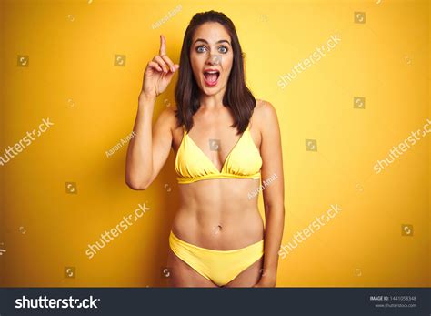 Beautiful Woman Wearing Yellow Bikini On Stock Photo Shutterstock