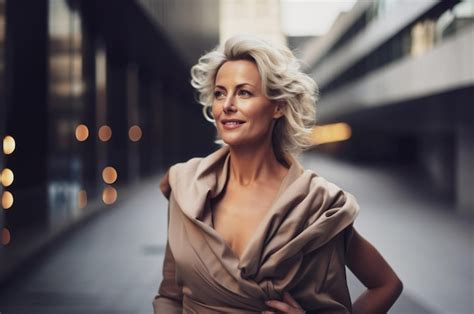 Premium Ai Image Ai Generated Image Of Attractive Mature Woman In The City