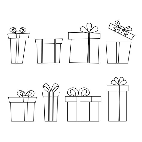 set of outline gift boxes collection 13810084 Vector Art at Vecteezy