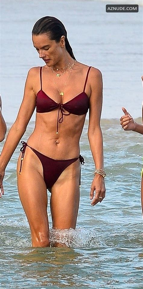 Alessandra Ambrosio Sexy Rocking A Dark Red Bikini On The Beach In