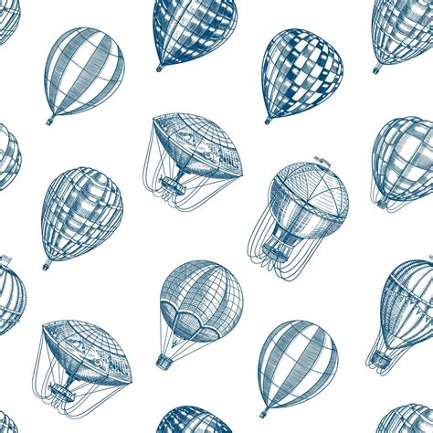 Premium Vector Hot Air Balloons Seamless Pattern Vector Retro Flying