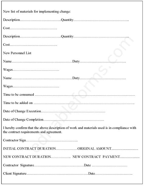 Contractor Change order form | Editable PDF Forms
