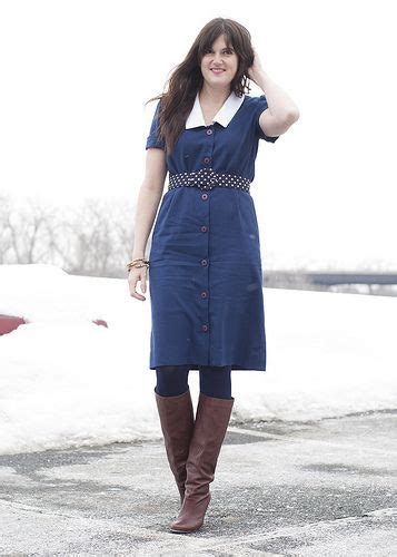 Blue Dress White Collar Fashion White Fashion Style