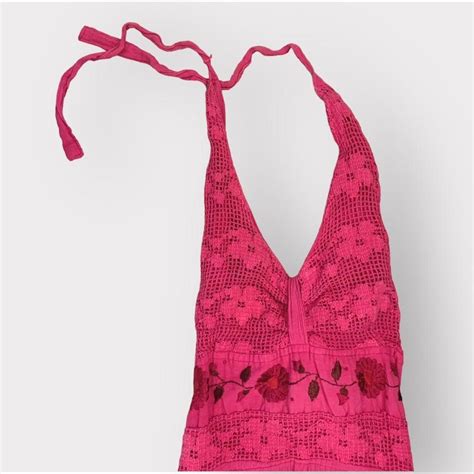 Hot Fuscia Pink Maxi Halter Hippie Barbie Depop