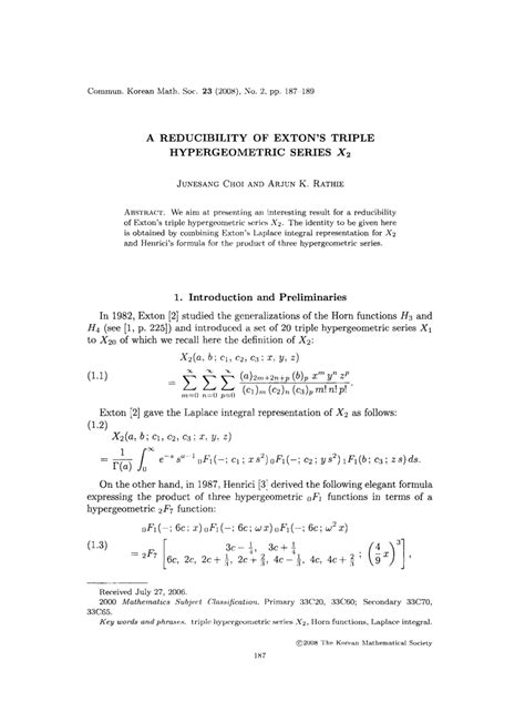 Pdf A Reducibility Of Exton S Triple Hypergeometric Series X2