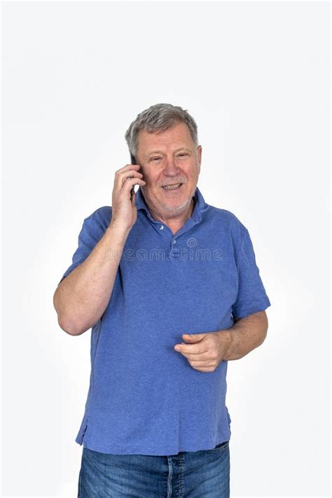 Portrait Of Handsome Mature Man Stock Photo Image Of Telephon Handsome