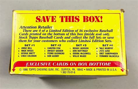 1986 Topps Baseball Wax Box 36 Factory Sealed Packs 15 Cards Ea Us