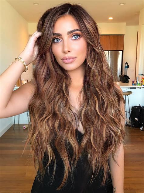 Aisi Beauty Long Ombre Brown Wigs For Women 26 Inch Middle Part Ombre Brown Mixed