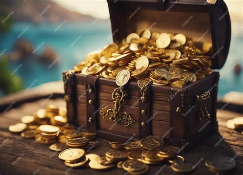 Premium Photo | A pirate treasure with gold coins