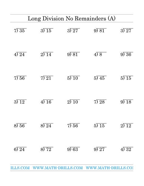 Division Worksheet For Fifth Grade