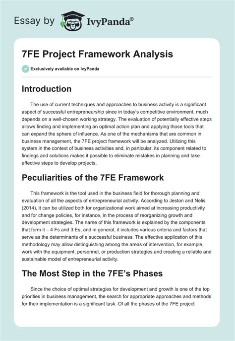 fe project framework analysis  words essay