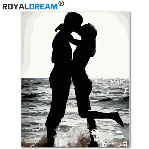 ROYALDREAM океан любовь DIY живопись по номерам полотно ручной работы ...