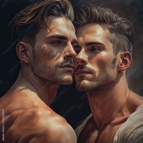 Happy Male Gay Couple Generative Ai Stock Illustration Adobe Stock