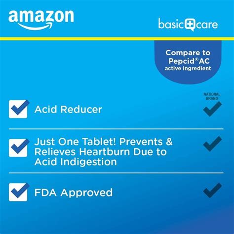 Amazon Basic Care Famotidine Tablets 10mg 90 Count Original