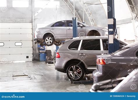 Interior Of Car Service Center With Automobiles Stock Photo Image Of