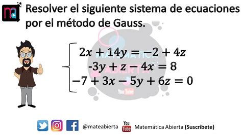 Solución De Un Sistema De Ecuaciones De 3x3 Método De Gauss Ejemplo N