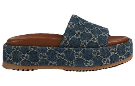 Wmns Gucci Angelina Platform 55 Mm Sandal Jacquard Denim 623212 2k