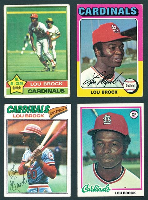 Lot Of 4 Lou Brock Topps Baseball Cards With 1975 Topps 540 1976