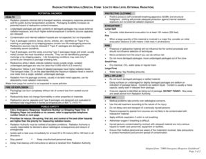 Fillable Online RADIOACTIVE MATERIALS SPECIAL FORM LOW TO HIGH LEVEL