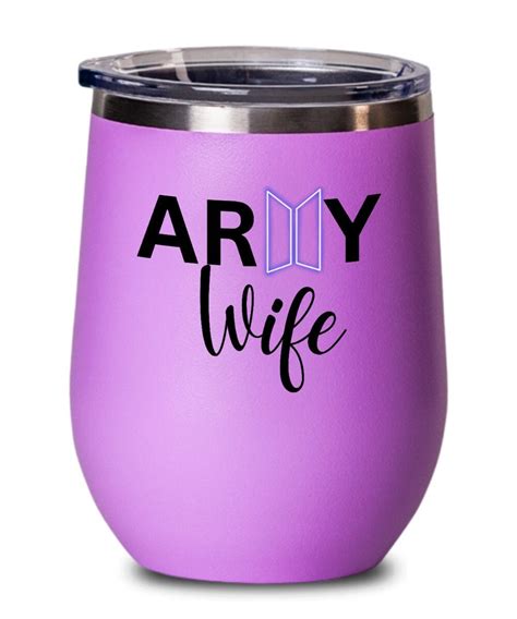 Bts Inspired Army Wife 12 Oz Insulated Wine Tumblerw Lid Etsy