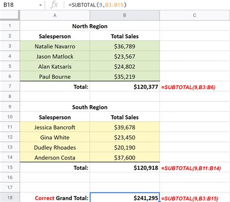 SUBTOTAL Function In Google Sheets Sheets Help