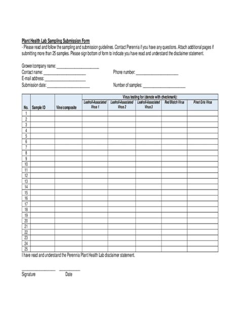 Fillable Online PDF Perennia Plant Health Lab Sampling Guidelines And