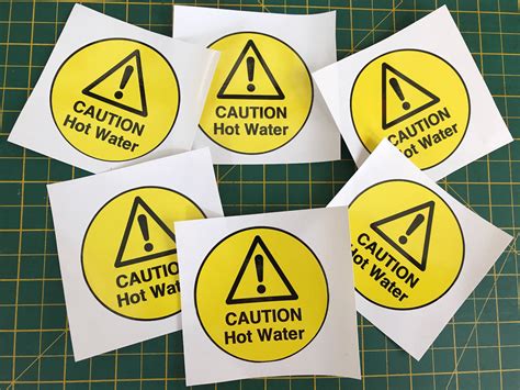 X CAUTION HOT WATER Stickers X Mm Rectangular Safety Signs Home Work GM Decals