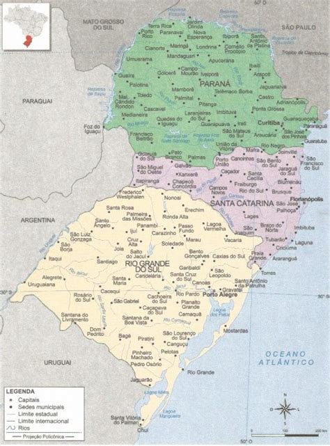 Geografia : Mapa - Região Sul - Brasil