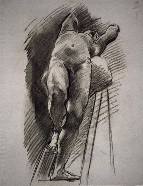 John Singer Sargent Male Nude Leaning Back On A Ladder C