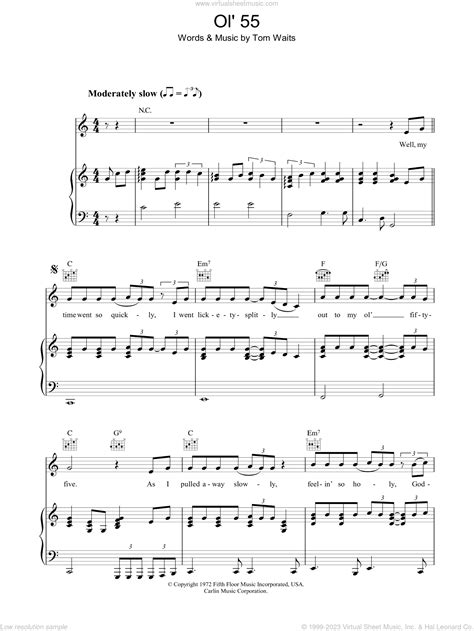 Waits Ol 55 Sheet Music For Voice Piano Or Guitar