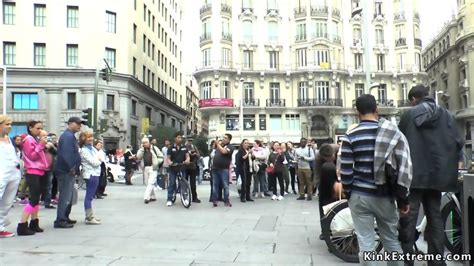 Nude Blonde In Strait Jacket In Public