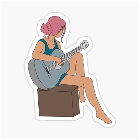 Girl Playing Guitar Sticker For Sale By Mialunaa Redbubble